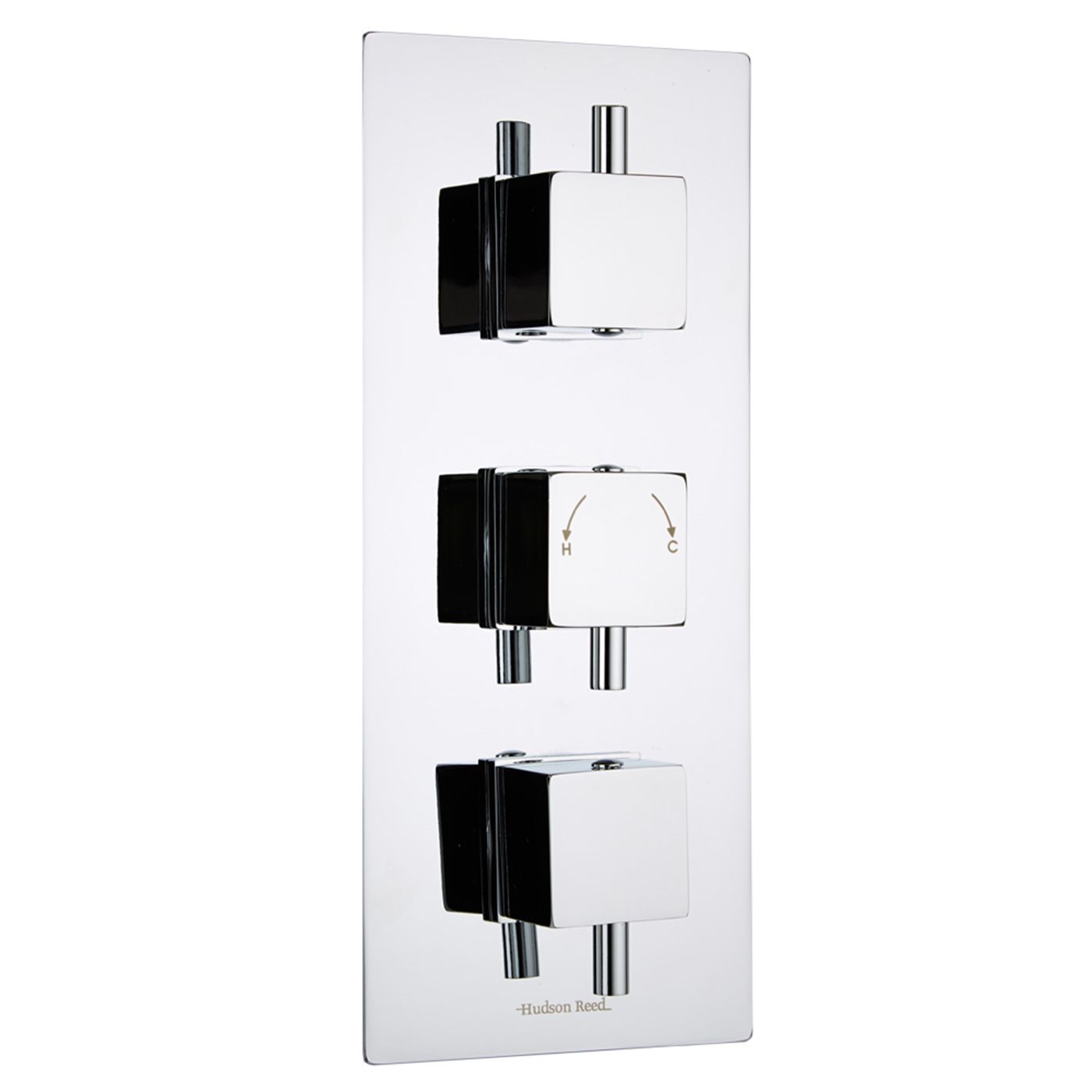 Square Concealed 2 Outlet Triple Thermostatic Shower Valve