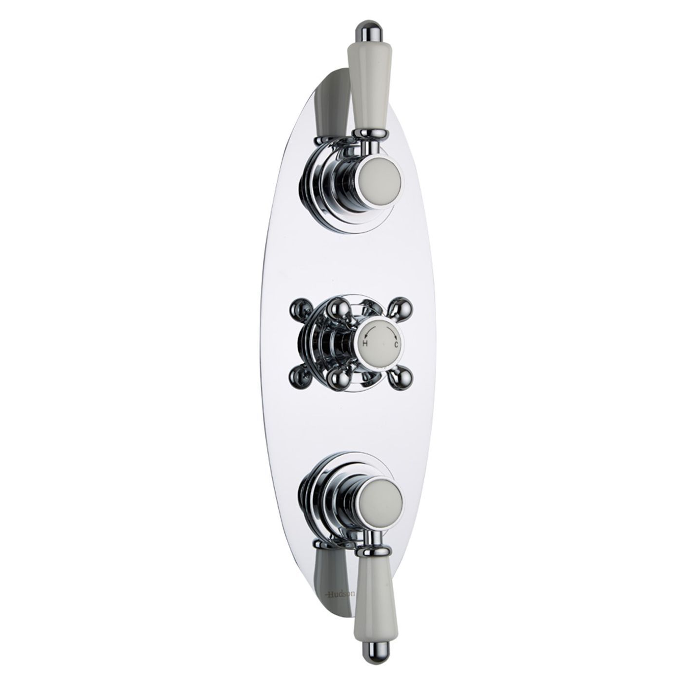 Traditional Concealed 2 Outlet Triple Thermostatic Shower Valve (Oval Plate)