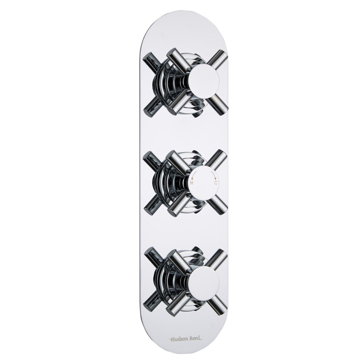 Kristal Concealed 2 Outlet Triple Thermostatic Shower Valve (Racetrack Plate)
