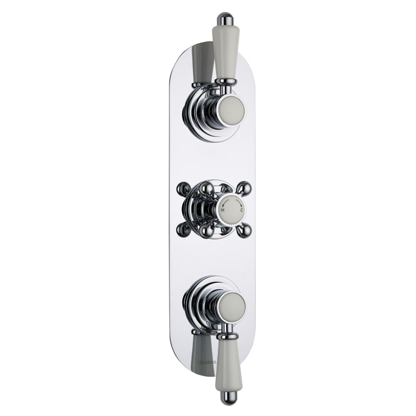 Traditional Concealed 2 Outlet Triple Thermostatic Shower Valve (Racetrack Plate)