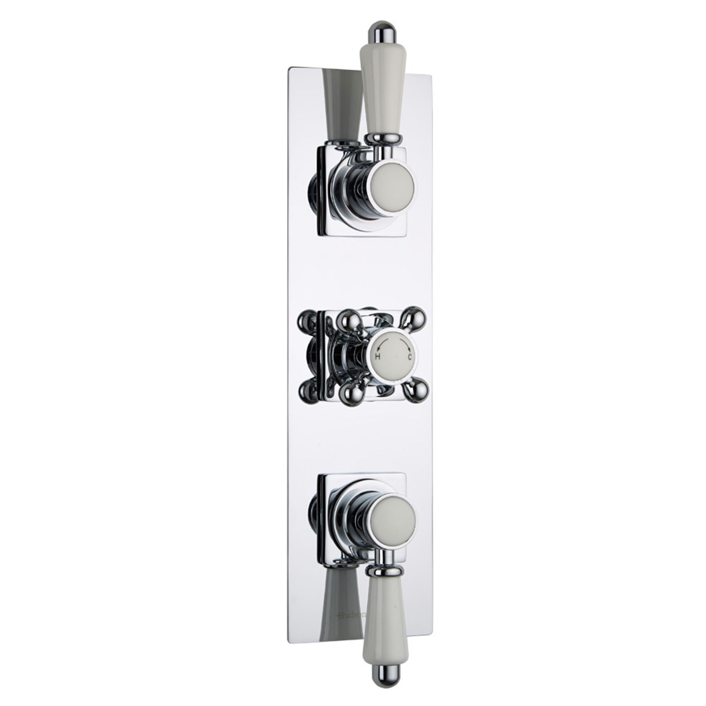 Traditional Concealed 2 Outlet Triple Thermostatic Shower Valve (Slim Trim Plate)