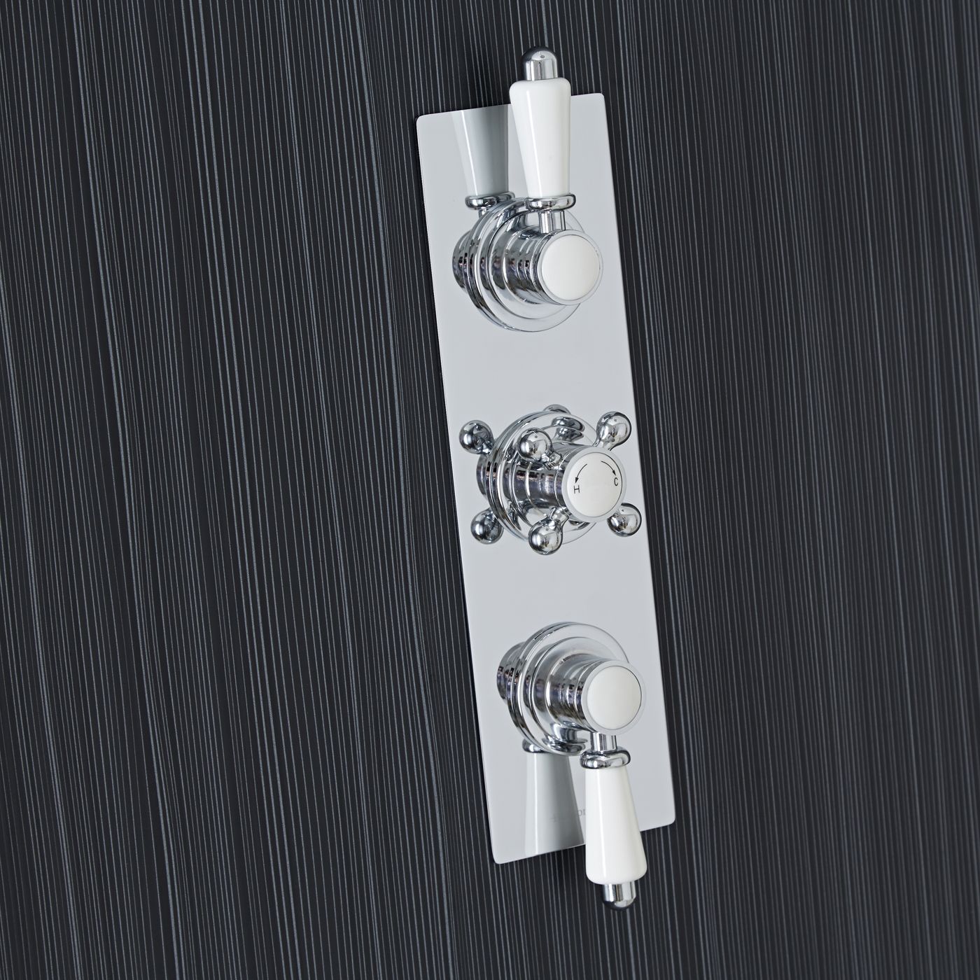 Traditional Concealed 3 Outlet Triple with Diverter Thermostatic Shower Valve (Slim Plate)