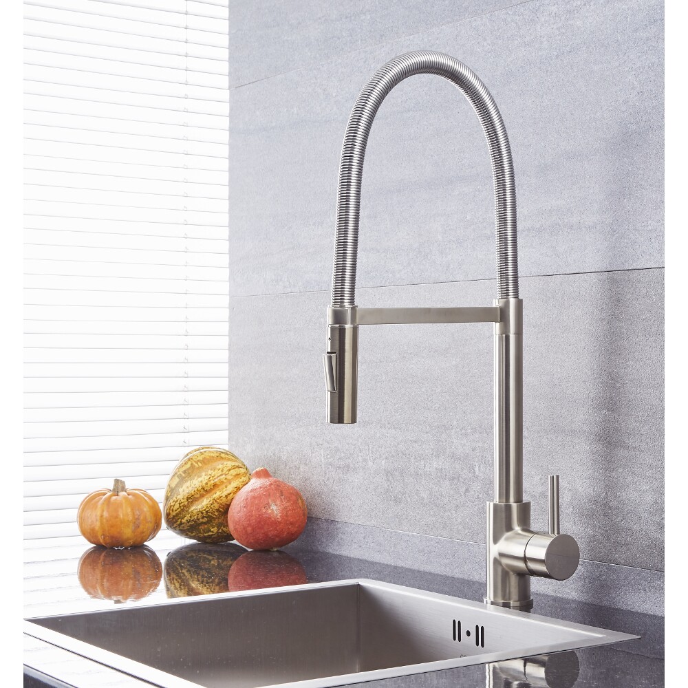 Quest - Brushed Nickel Single-Hole Kitchen Faucet