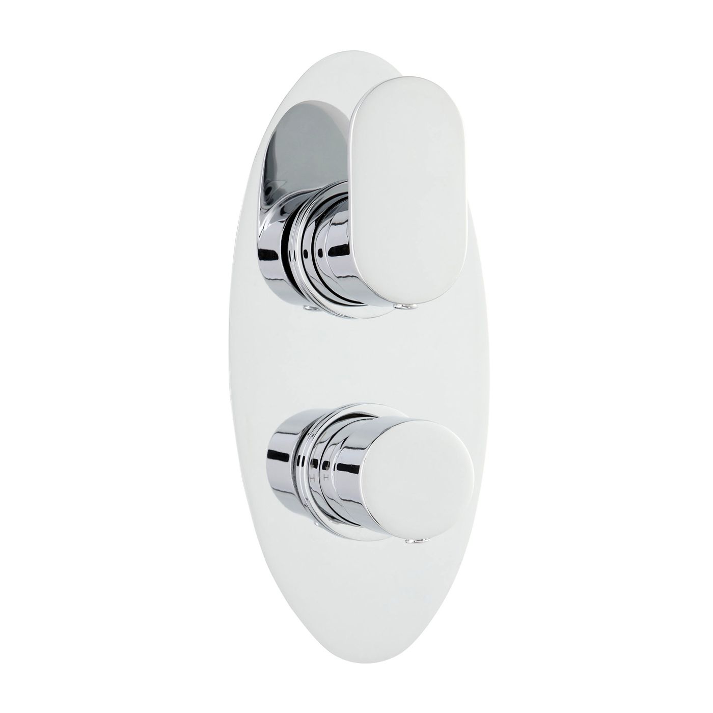 Ratio Twin Concealed Thermostatic Shower With Diverter 2 Outlet Options - Oval - Chrome Finish