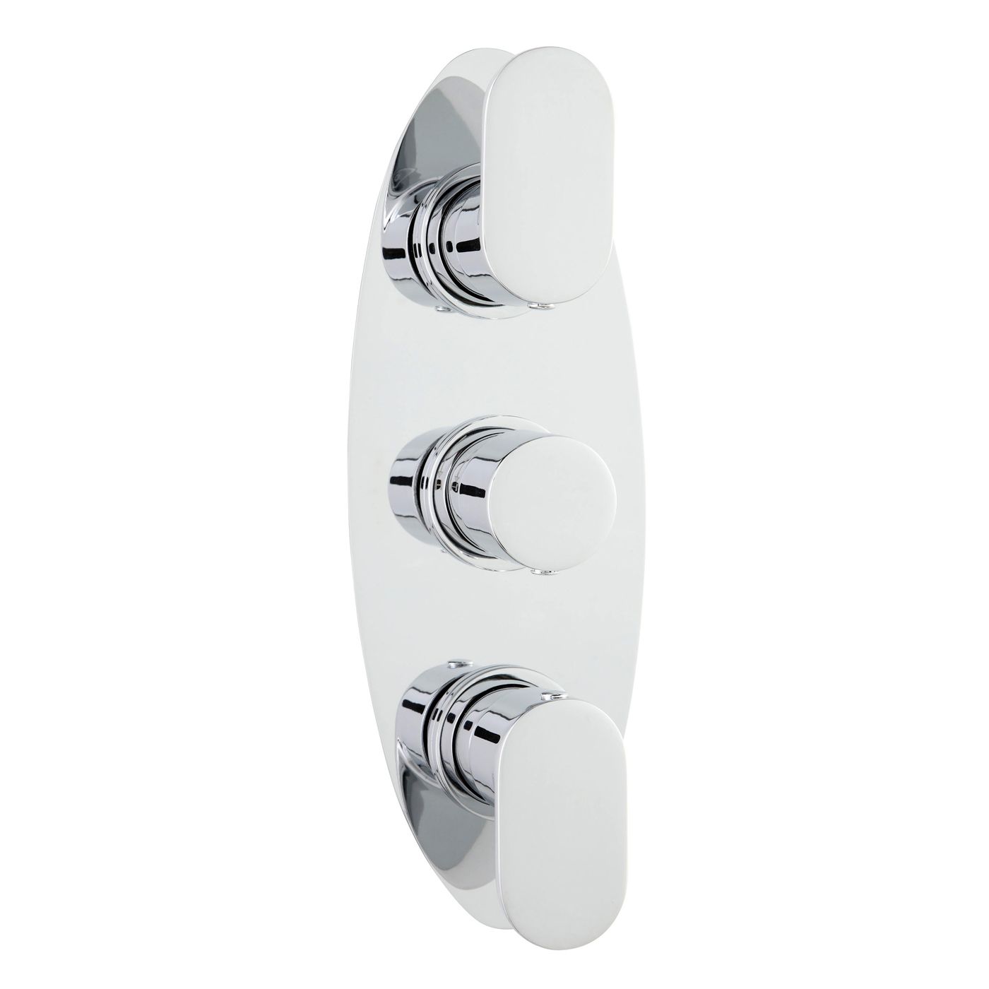 Ratio Triple Concealed Thermostatic Shower Faucet Valve 2 Outlet Option - Oval - Chrome Finish