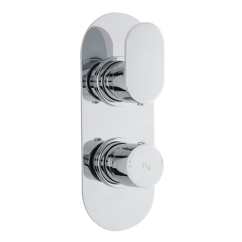 Reign Concealed Thermostatic Twin Shower Faucet Valve 1 Outlet Option - Oval - Chrome Finish