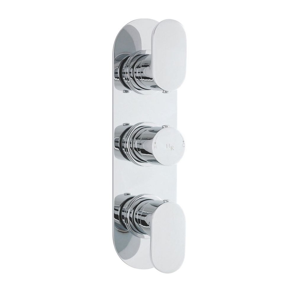 Reign Concealed Thermostatic Triple Shower Faucet Valve 2 Outlet Options - Oval - Chrome Finish