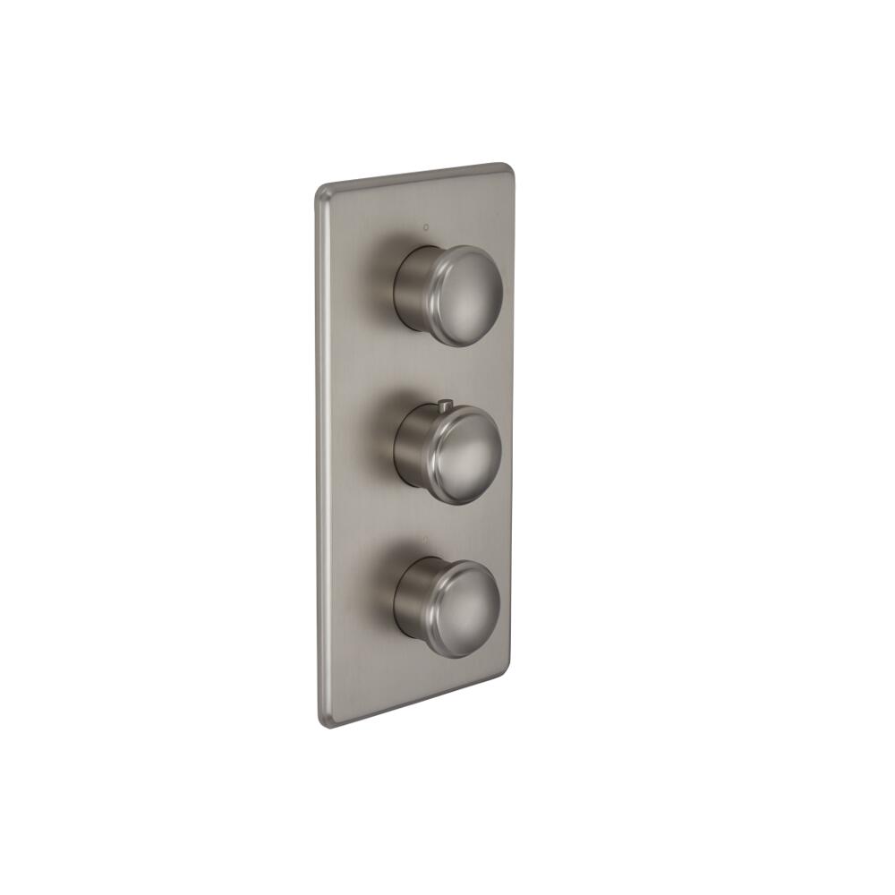 Eclipse - Brushed Nickel Triple Thermostatic Shower Valve with Diverter - Three Outlets