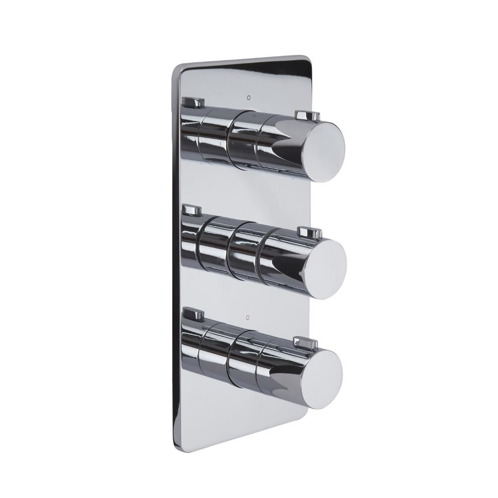 Arcadia - Chrome Triple Thermostatic Shower Valve - Two Outlets