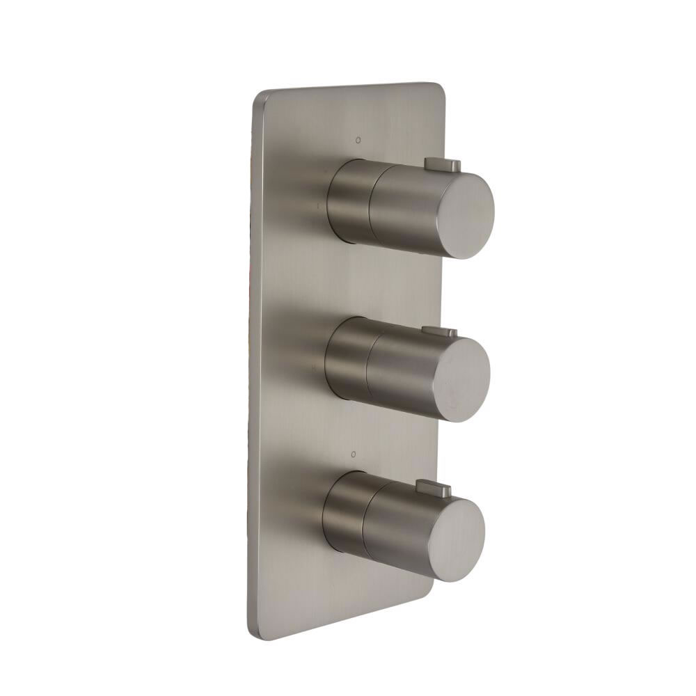 Arcadia - Brushed Nickel Triple Thermostatic Shower Valve - Two Outlets