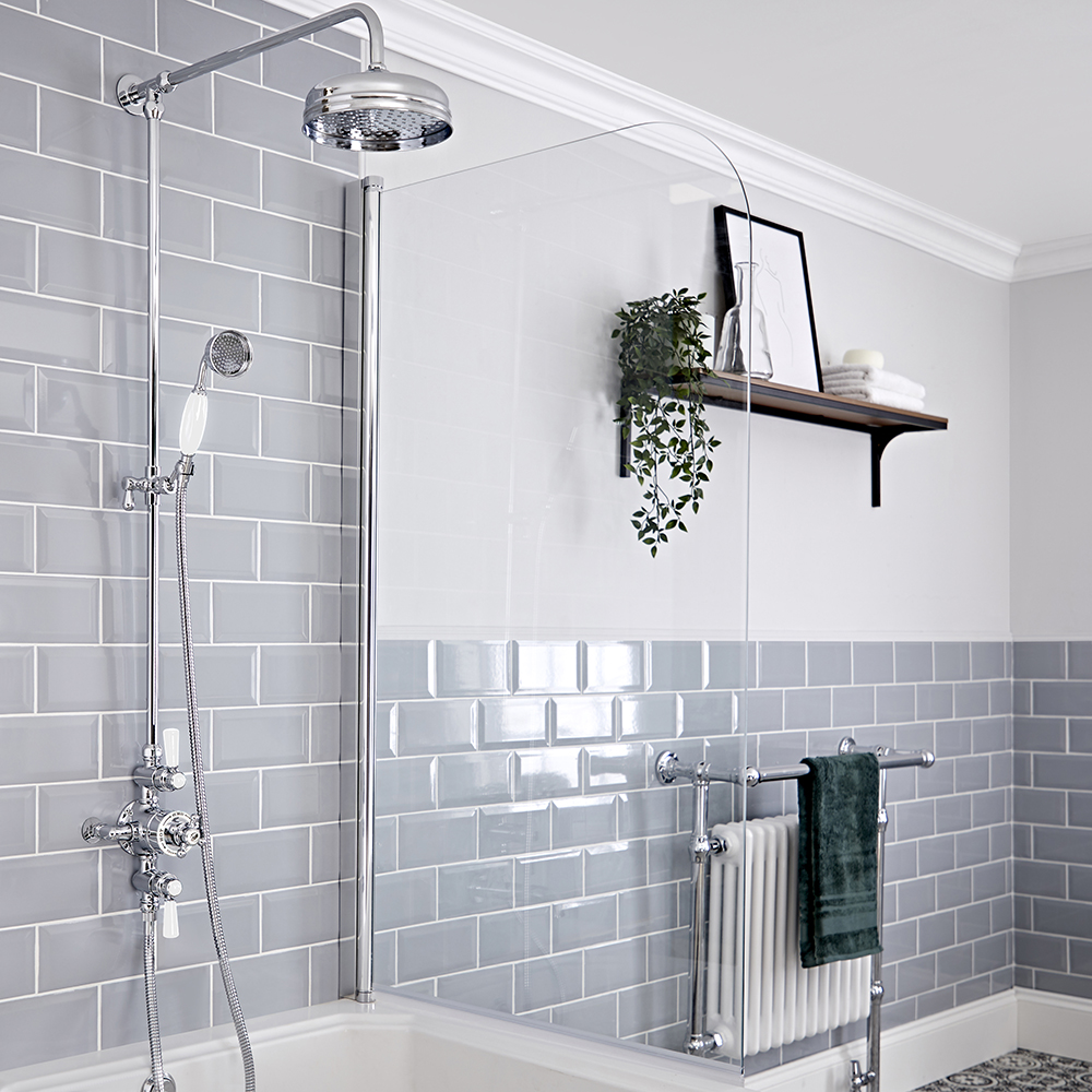 Elizabeth Traditional Exposed Thermostatic Triple Shower Valve with Apron Head, Grand Rigid Riser and Hand Shower