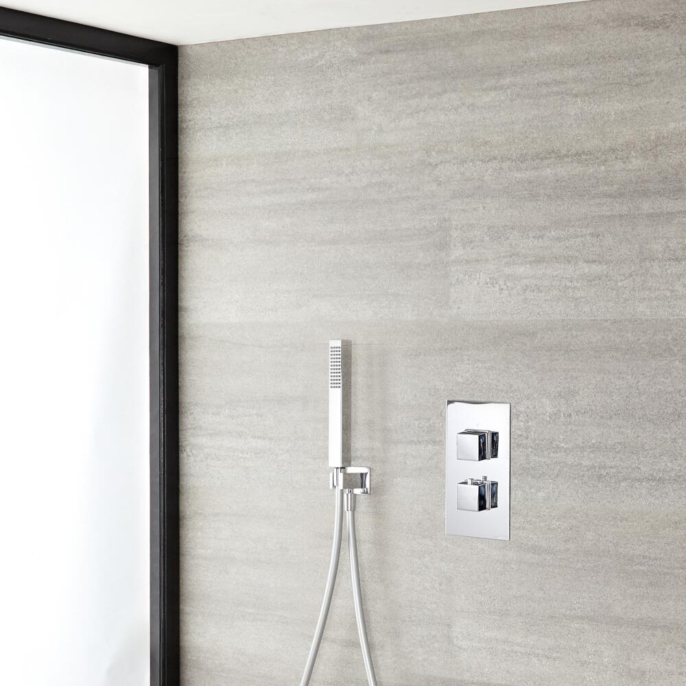 Kubix Thermostatic Chrome Shower System with Hand Shower