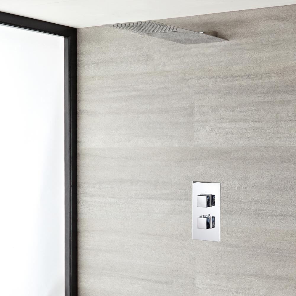 Kubix Thermostatic Chrome Shower System with Waterblade Shower Head