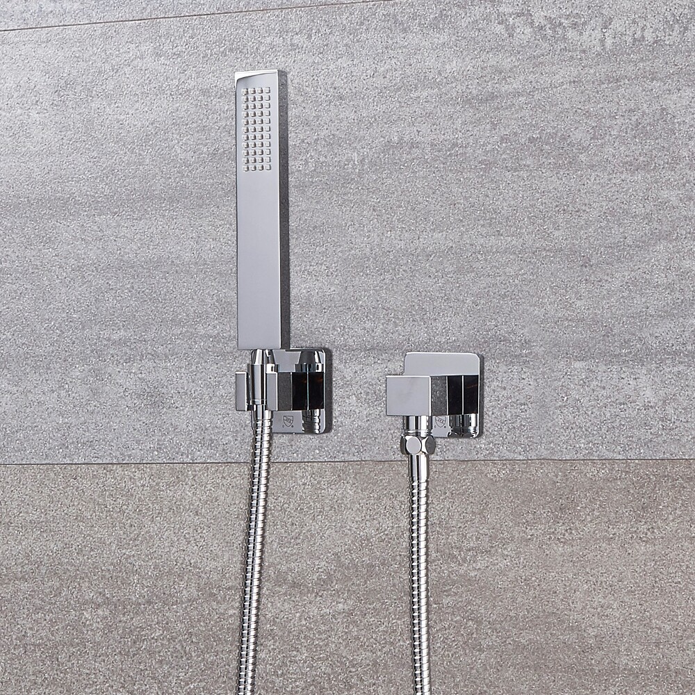 Arcadia Square Chrome Shower Kit with Integrated Outlet Elbow and Parking Bracket