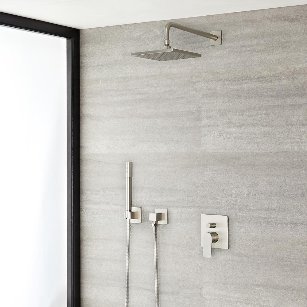 Arcadia Brushed Nickel Shower System with 8" Shower Head and Handshower