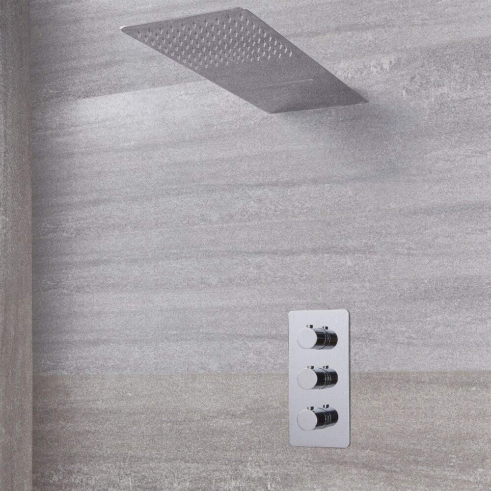 Arcadia Thermostatic Shower System with Waterfall Shower Head - Available in Multiple Finishes