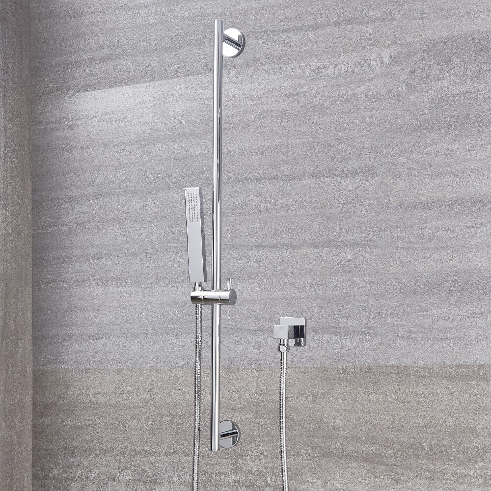 Arcadia Chrome Slider Rail Kit with Square Handset and Elbow
