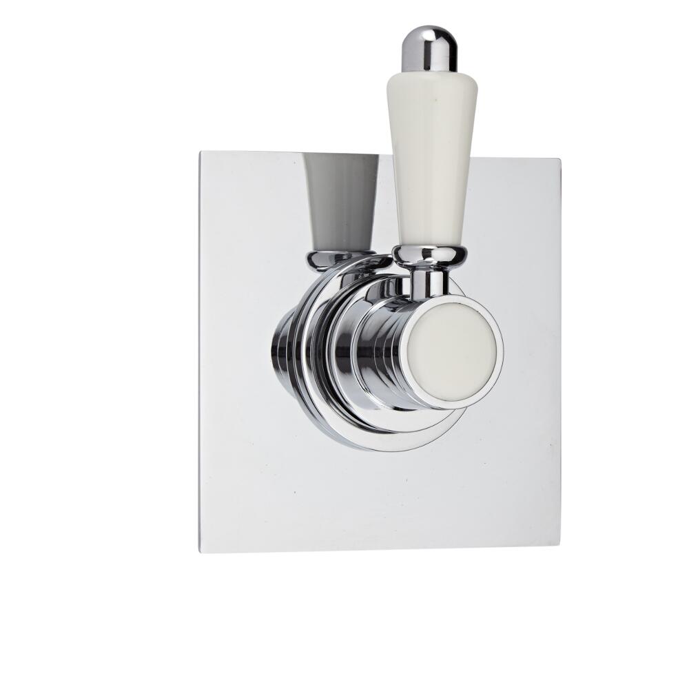 Shut-Off Shower Valve with Square Plate and Traditional Lever Handle