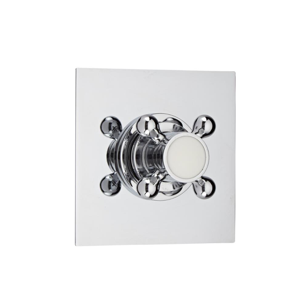 Shut-Off Shower Valve with Square Plate and Traditional Crosshead Handle