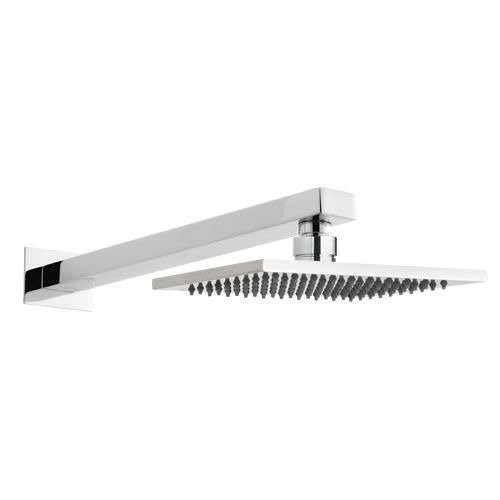 One-function 8" Diameter Square Rainshower Showerhead & 14" x 1.4" Arm - Polished Chrome Finish